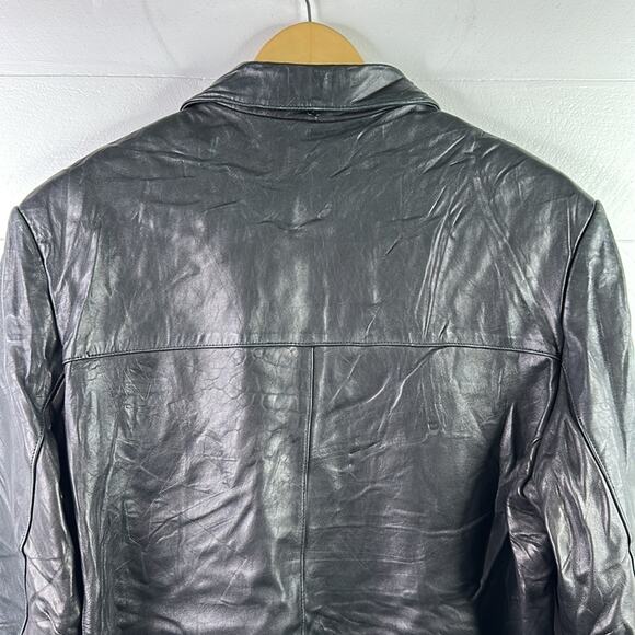 AMADO Black Vintage Leather Blazer Button Up‎ 3/4 Sleeve Jacket Coat Size 2XL - Picture 3 of 15